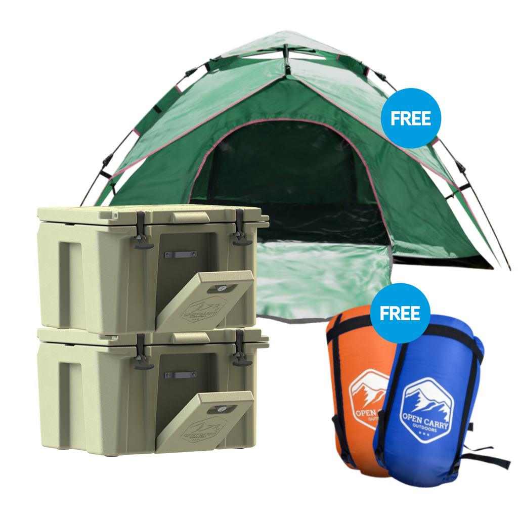 Pre-Sale Purchase 2 coolers and get a free tent and 2 free sleeping bags (delivery December 15)