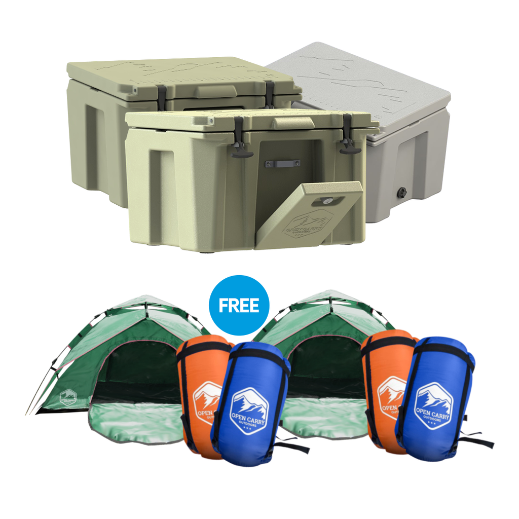 Pre-Sale Purchase 3 coolers get 2 tents and 4 sleeping bags free (delivery December 15)